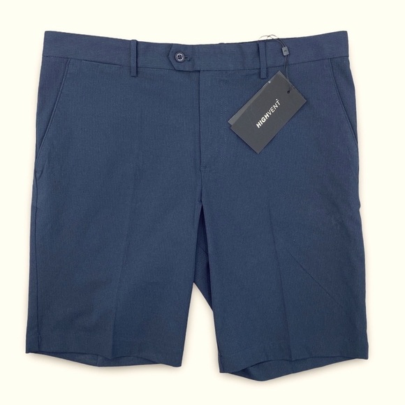 J. Lindeberg Blue Flat Front High Vent Golf Shorts JL Navy Blue Size 34” NWT - Picture 2 of 10